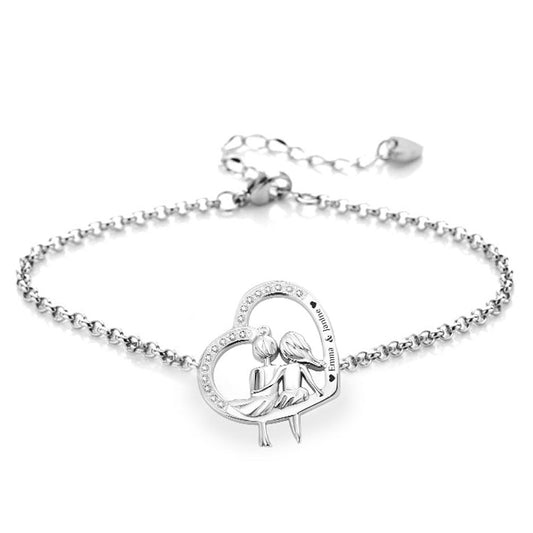Herz-Armband mit Gravur "Friends" | Personalisiertes Geschenk | Beste Freundin | Mama | Tochter | Schwester