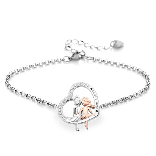 Herz-Armband mit Gravur "Friends" | Personalisiertes Geschenk | Beste Freundin | Mama | Tochter | Schwester
