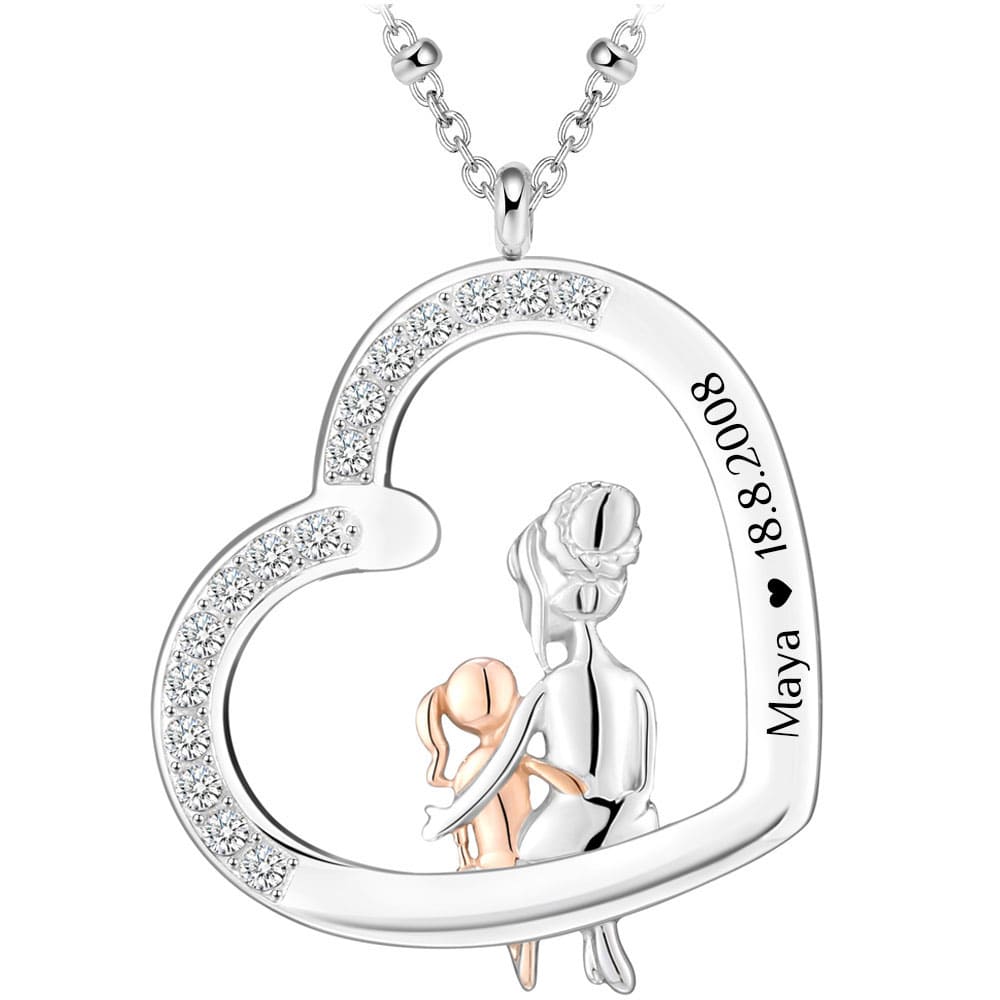 Herz-Halskette mit Gravur "Mama & Tochter" | Personalisiertes Geschenk | Mama | Tochter