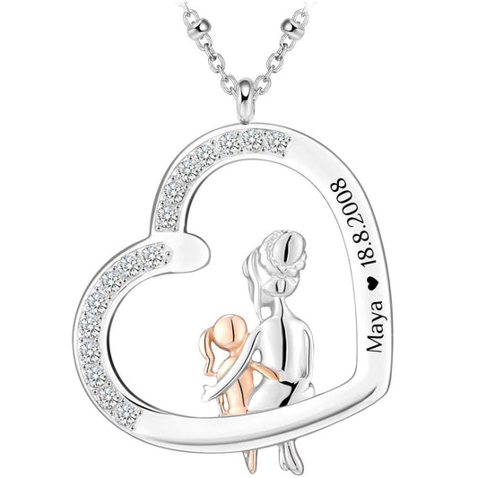 Herz-Halskette mit Gravur "Mama & Tochter" | Personalisiertes Geschenk | Mama | Tochter