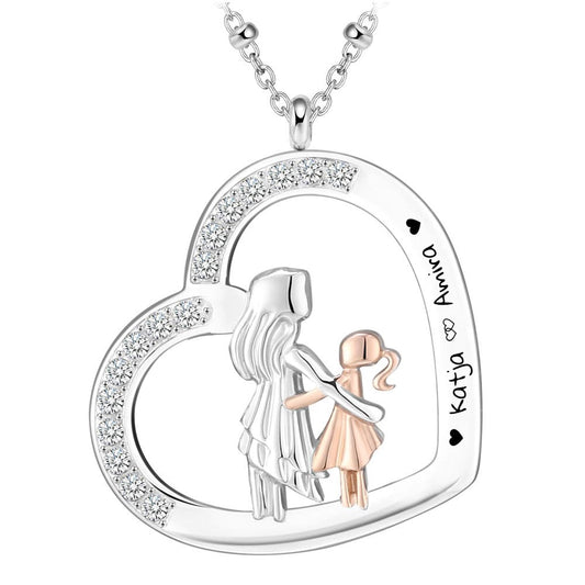 Herz-Halskette mit Gravur "große & kleine Schwester" | Personalisiertes Geschenk | Schwester