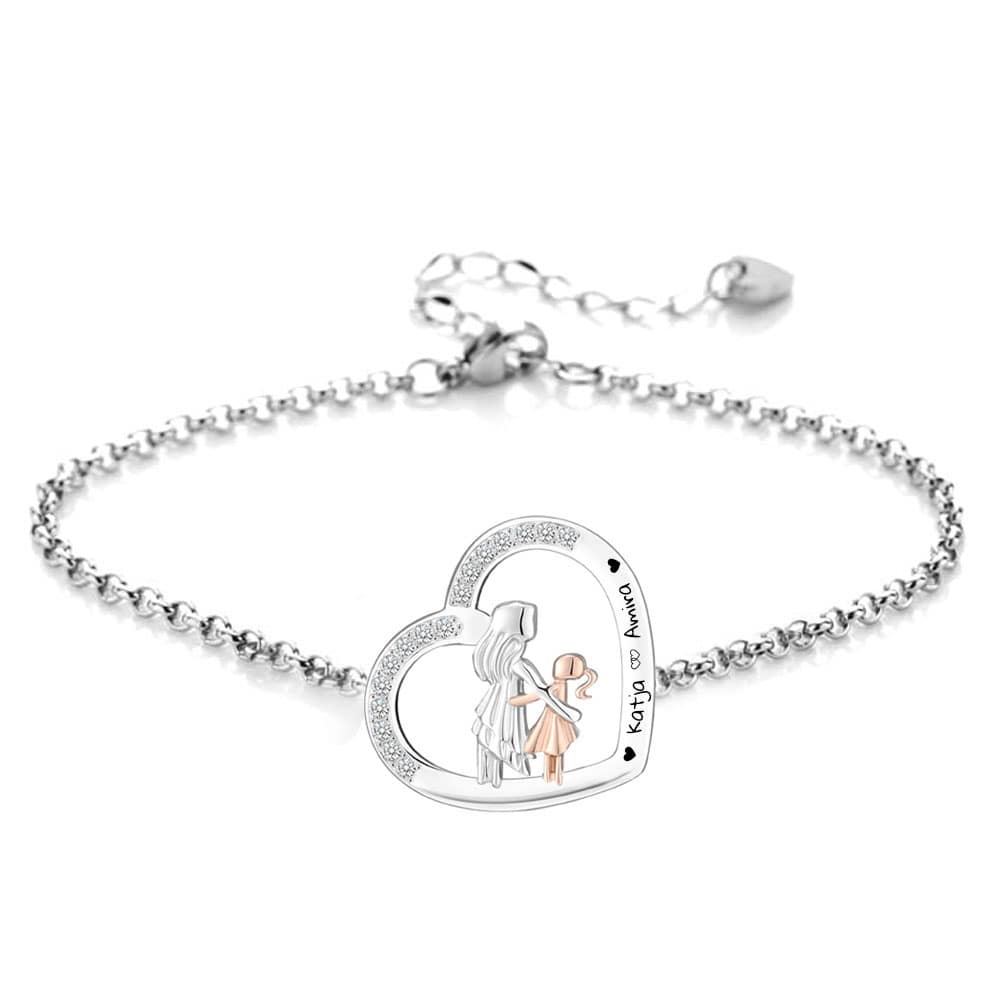 Herz-Armband mit Gravur "große & kleine Schwester" | Personalisiertes Geschenk | Schwester