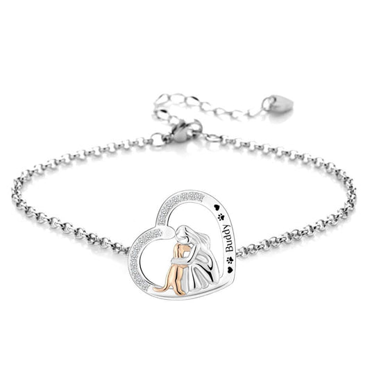 Herz-Armband mit Gravur "I ♥ mein Hündchen" | Personalisiertes Geschenk | Haustier | Herrchen | Frauchen