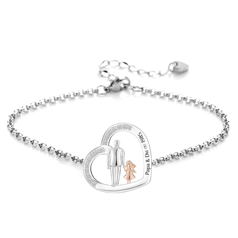 Herz-Armband mit Gravur "Papa & Tochter" | Personalisiertes Geschenk | Papa | Tochter