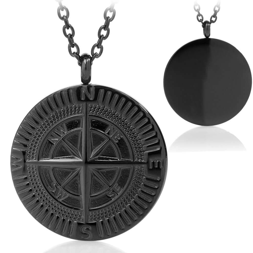 Für Herren: Kompass-Gravur-Halskette aus Edelstahl