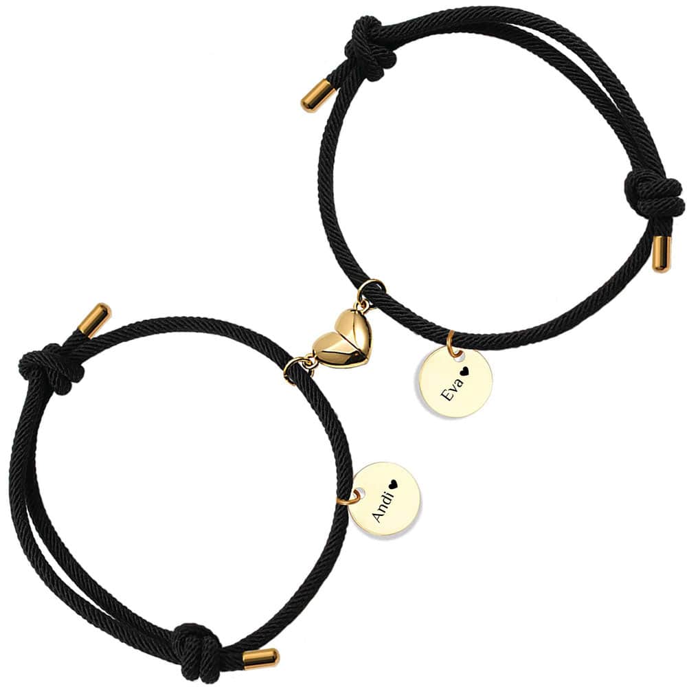 Partnerarmbänder "geteiltes Herz" | mit Gravur | Armbänder für Zwei | Pärchen & Paare | Farbe: Gold