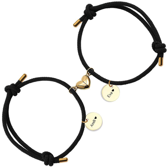 Partnerarmbänder "geteiltes Herz" | mit Gravur | Armbänder für Zwei | Pärchen & Paare | Farbe: Gold