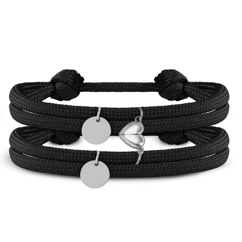 Segeltau Partnerarmbänder "geteiltes Herz" | mit Gravur | Armbänder für Zwei | Pärchen & Paare