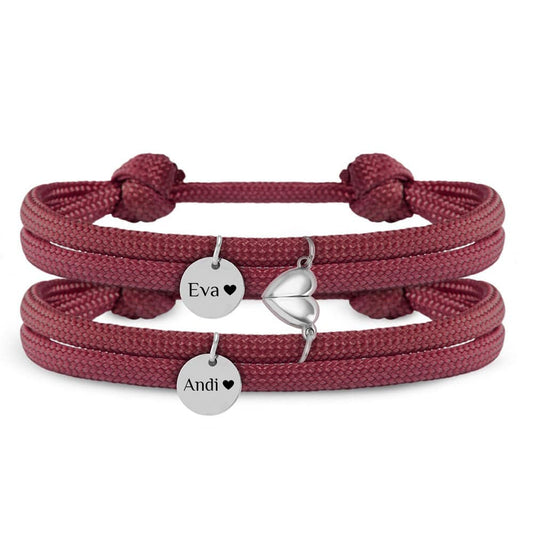 Segeltau Partnerarmbänder "geteiltes Herz" | mit Gravur | Armbänder für Zwei | Pärchen & Paare