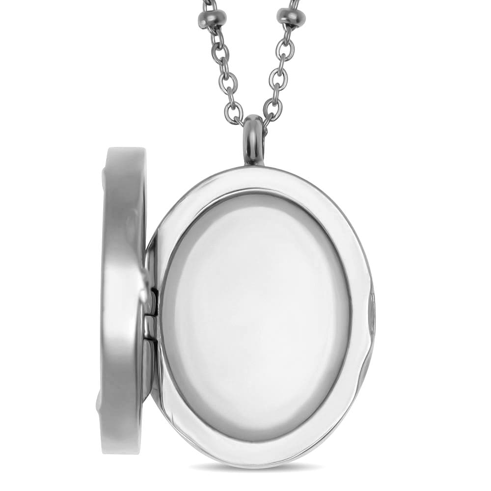 Ovales Perlmutt-Fotomedaillon mit Halskette