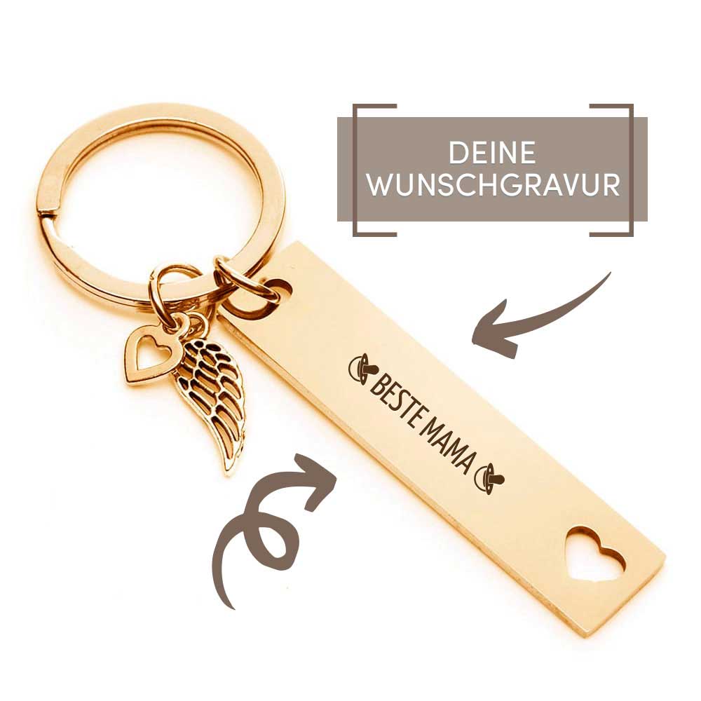 Gravur-Schlüsselanhänger mit kleinem Engelsflügel