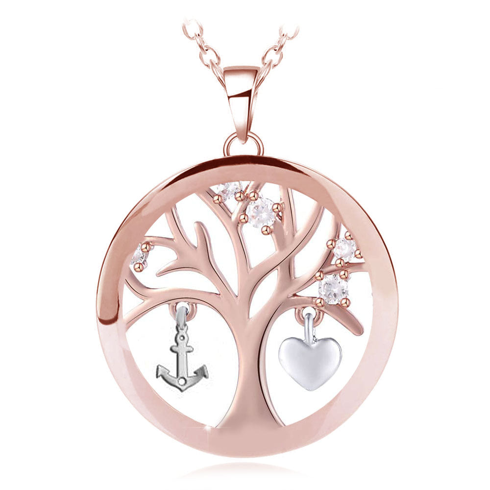 Lebensbaum Gravur-Halskette "Familie - Liebe - Treue"