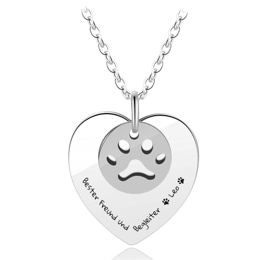 Gravur-Halskette "Herz mit Pfötchen".
