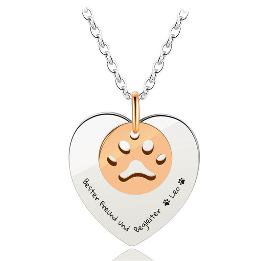 Gravur-Halskette "Herz mit Pfötchen".