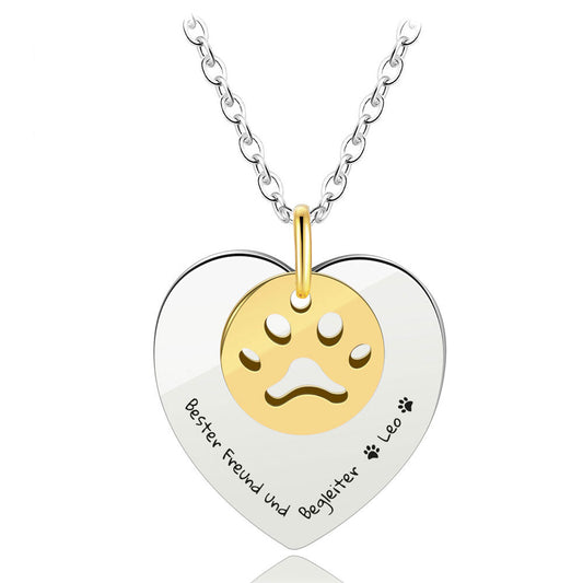 Gravur-Halskette "Herz mit Pfötchen".