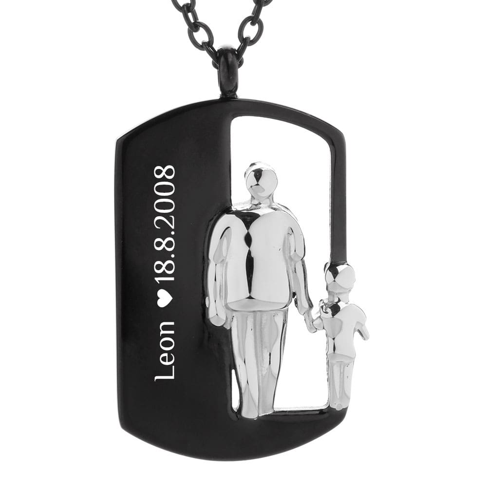 Für Herren: Halskette mit Gravur "Papa & Tochter & Sohn"