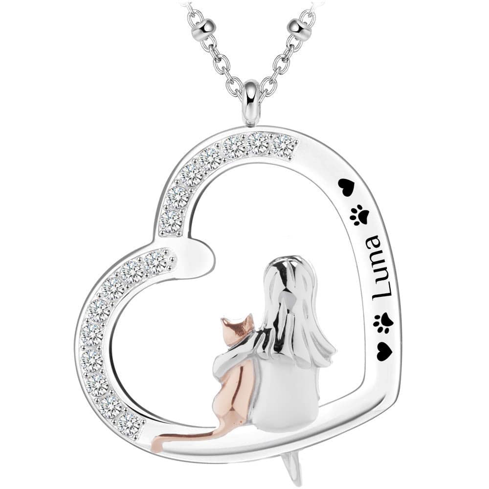 Herz-Halskette mit Gravur "I ♥ mein Kätzchen" | Personalisiertes Geschenk | Haustier |Katze |