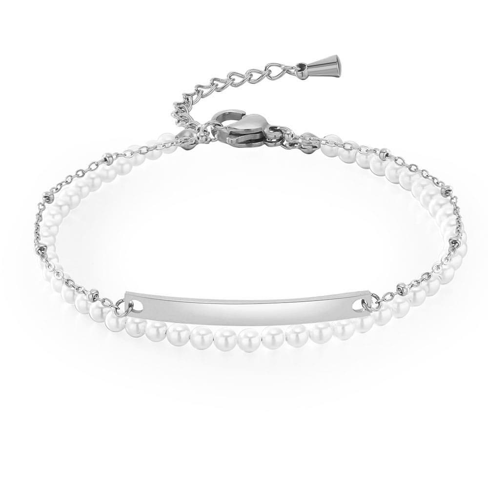 Zweireihiges Sommer-Gravur-Armband mit Perlen