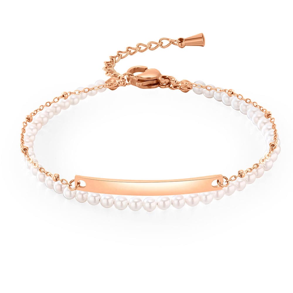 Zweireihiges Sommer-Gravur-Armband mit Perlen