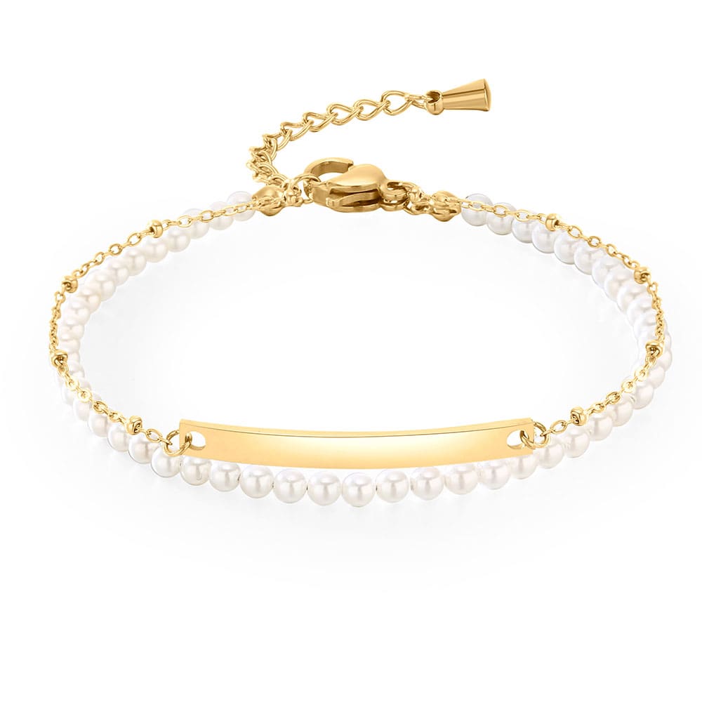 Zweireihiges Sommer-Gravur-Armband mit Perlen