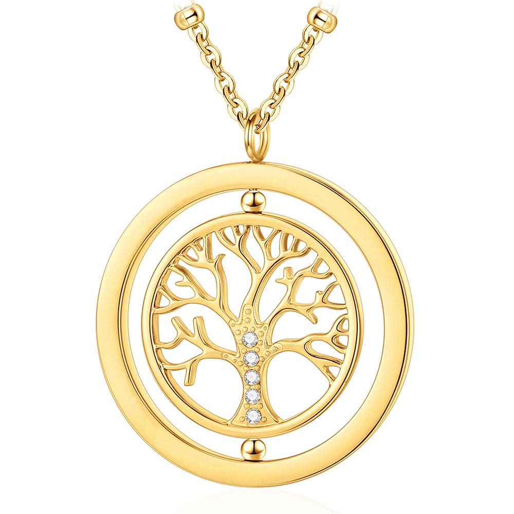 Gravur-Halskette mit drehbarem Lebensbaum | Personalisiertes Geschenk