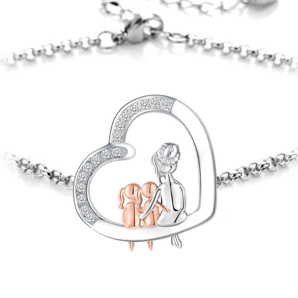 Herz-Armband mit Gravur "Mama & zwei Töchter" | Personalisiertes Geschenk | Mama | Tochter