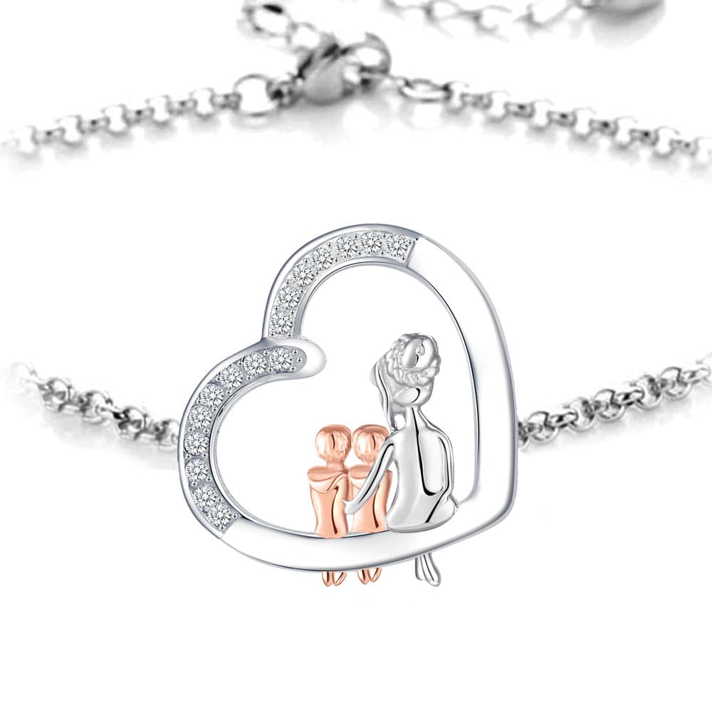 Herz-Armband mit Gravur "Mama & zwei Söhne" | Personalisiertes Geschenk | Mama | Sohn