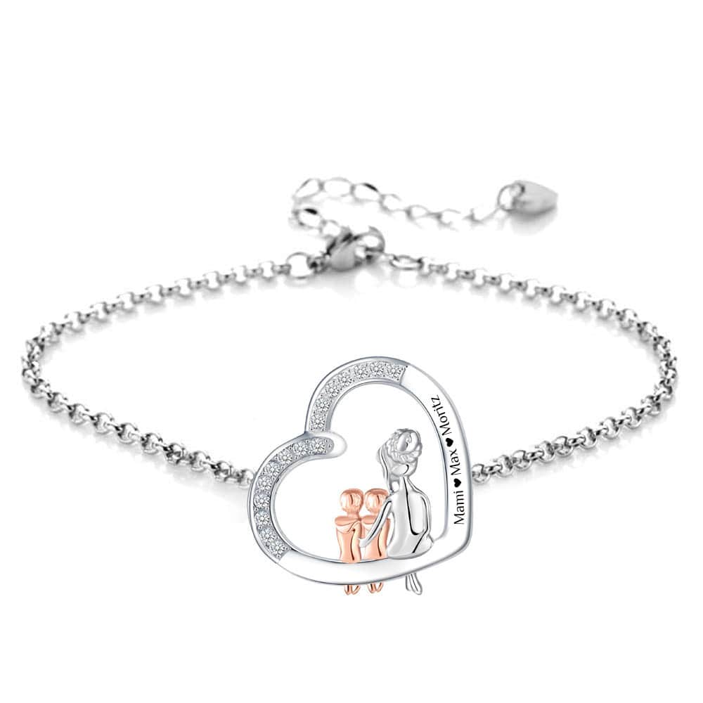 Herz-Armband mit Gravur "Mama & zwei Söhne" | Personalisiertes Geschenk | Mama | Sohn