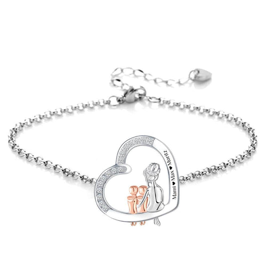 Herz-Armband mit Gravur "Mama & zwei Söhne" | Personalisiertes Geschenk | Mama | Sohn