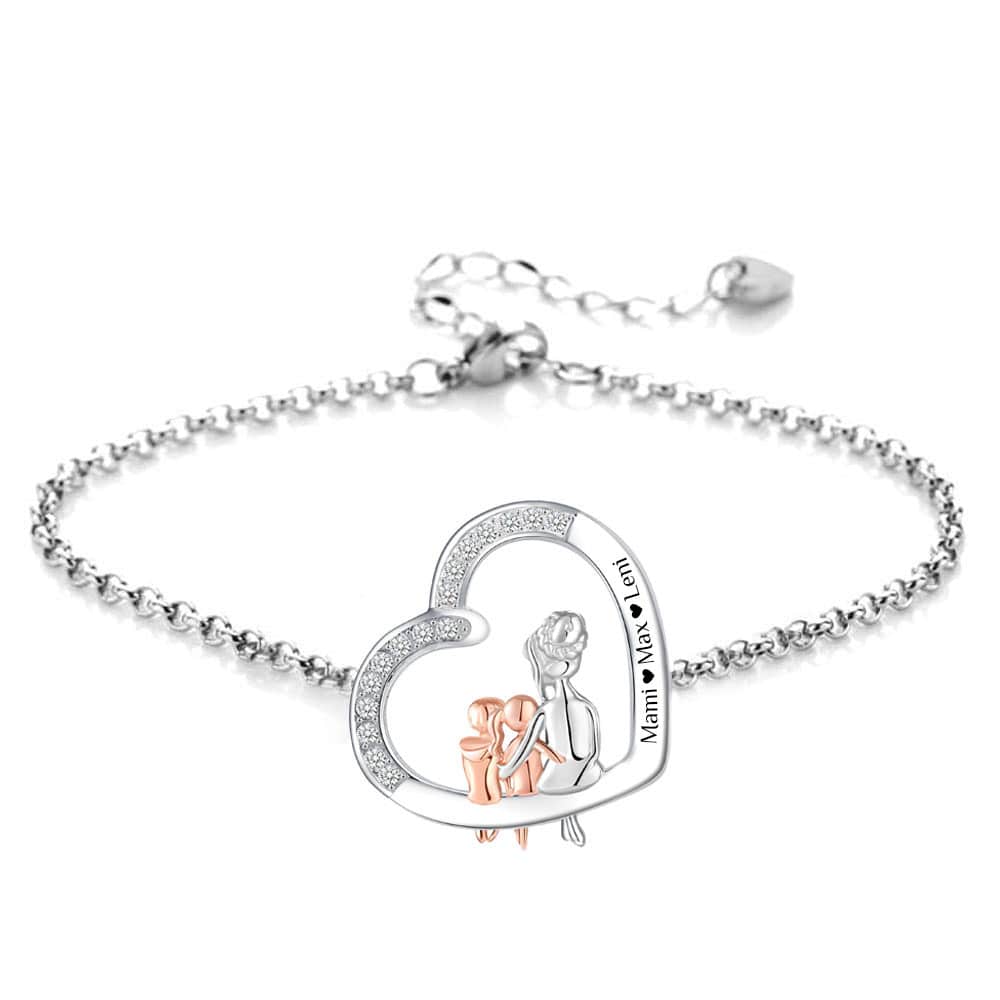 Herz-Armband mit Gravur "Mama & Tochter & Sohn" | Personalisiertes Geschenk | Mama | Tochter | Sohn