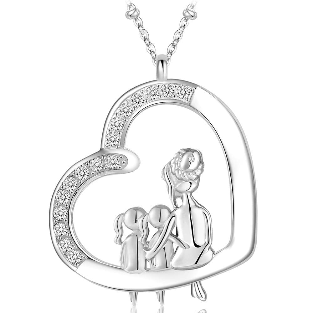 Herz-Halskette mit Gravur "Mama & zwei Töchter" | Personalisiertes Geschenk | Mama | Tochter