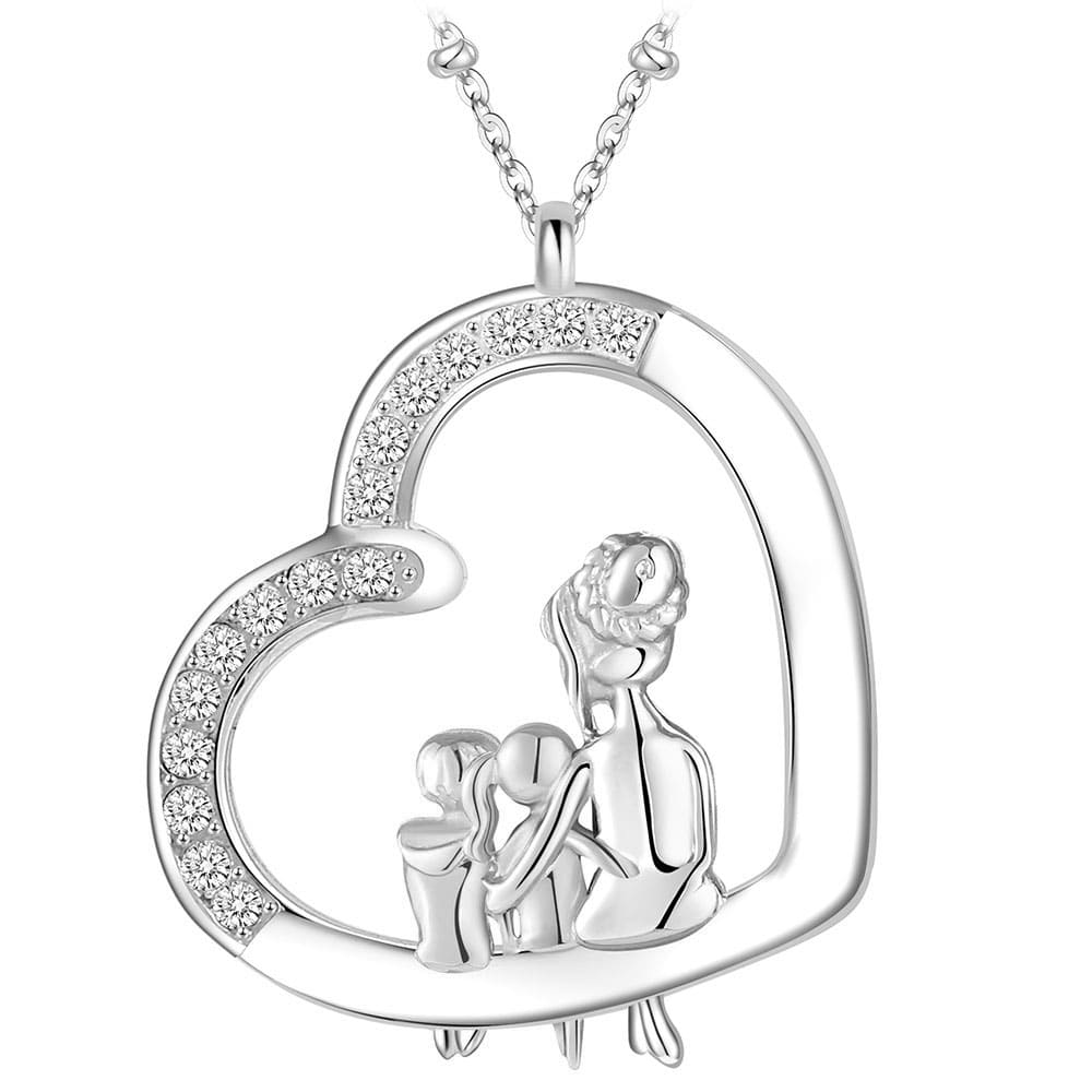Herz-Halskette mit Gravur "Mama & Tochter & Sohn" | Personalisiertes Geschenk | Mama | Tochter | Sohn