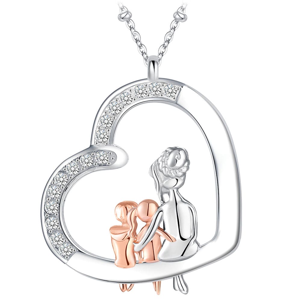Herz-Halskette mit Gravur "Mama & Tochter & Sohn" | Personalisiertes Geschenk | Mama | Tochter | Sohn