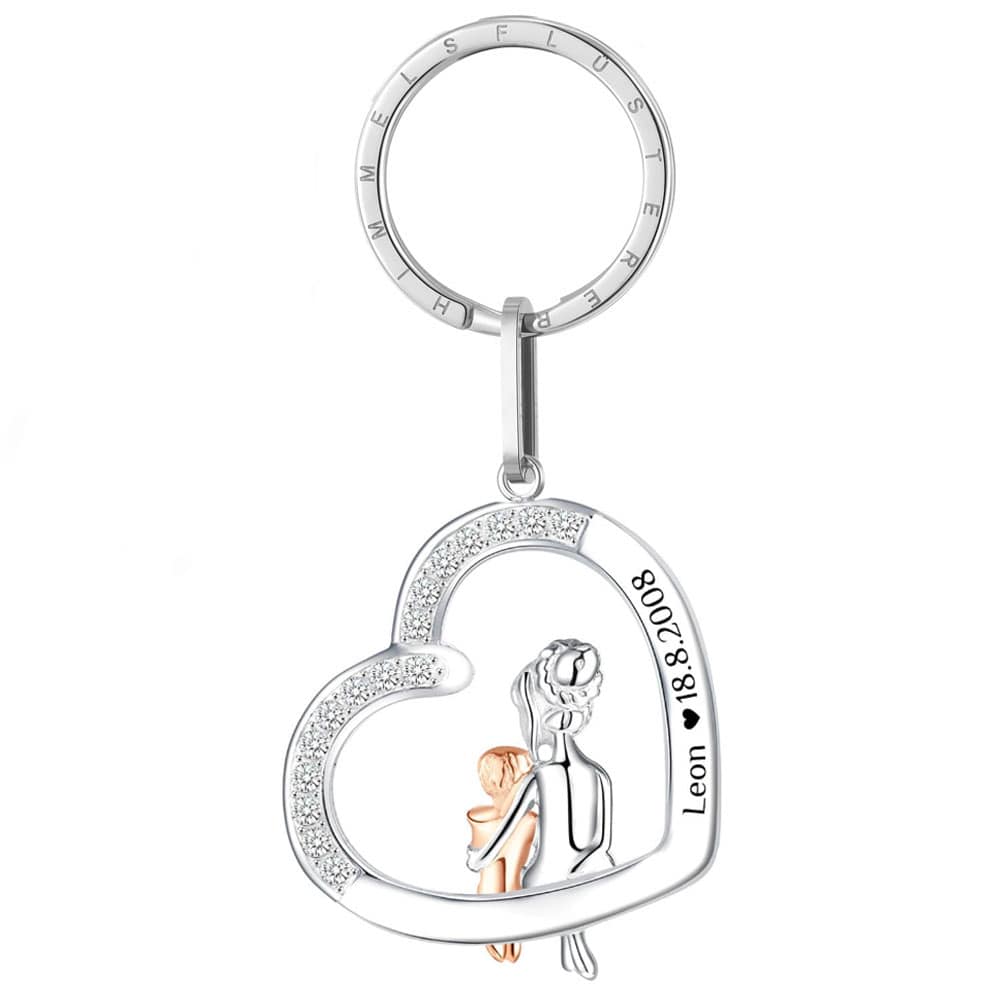 Herz-Schlüsselanhänger mit Gravur "Mama & Sohn" | Personalisiertes Geschenk | Mama | Sohn