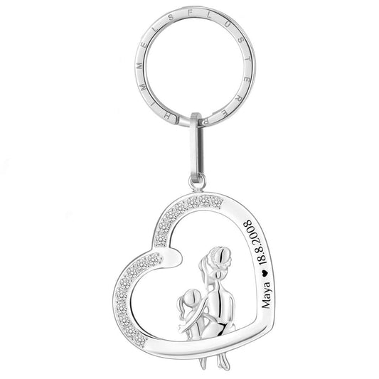 Herz-Schlüsselanhänger mit Gravur "Mama & Tochter"  | Personalisiertes Geschenk | Mama | Tochter