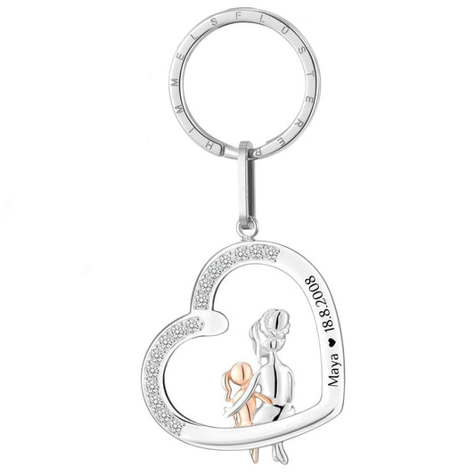 Herz-Schlüsselanhänger mit Gravur "Mama & Tochter"  | Personalisiertes Geschenk | Mama | Tochter