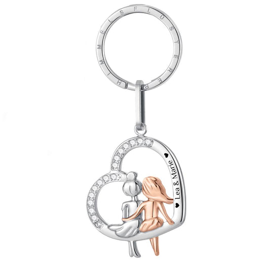 Herz-Schlüsselanhänger mit Gravur "Friends" | Personalisiertes Geschenk | Beste Freundin | Mama | Tochter | Schwester