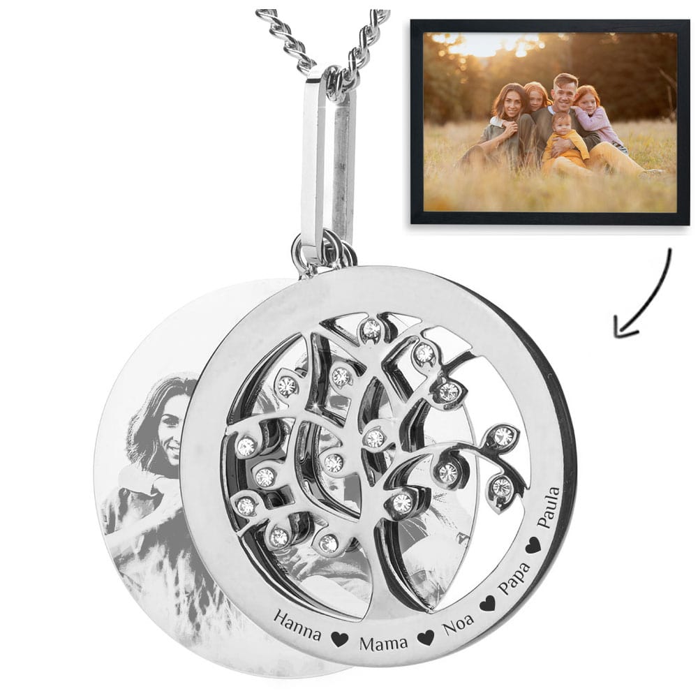 Halskette mit Gravur "Familie" für eine Bildgravur mit Wunschtext