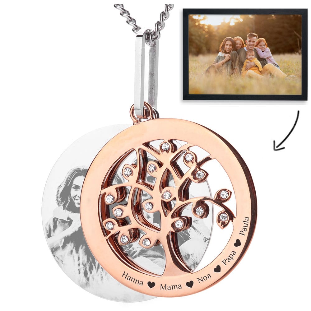 Halskette mit Gravur "Familie" für eine Bildgravur mit Wunschtext