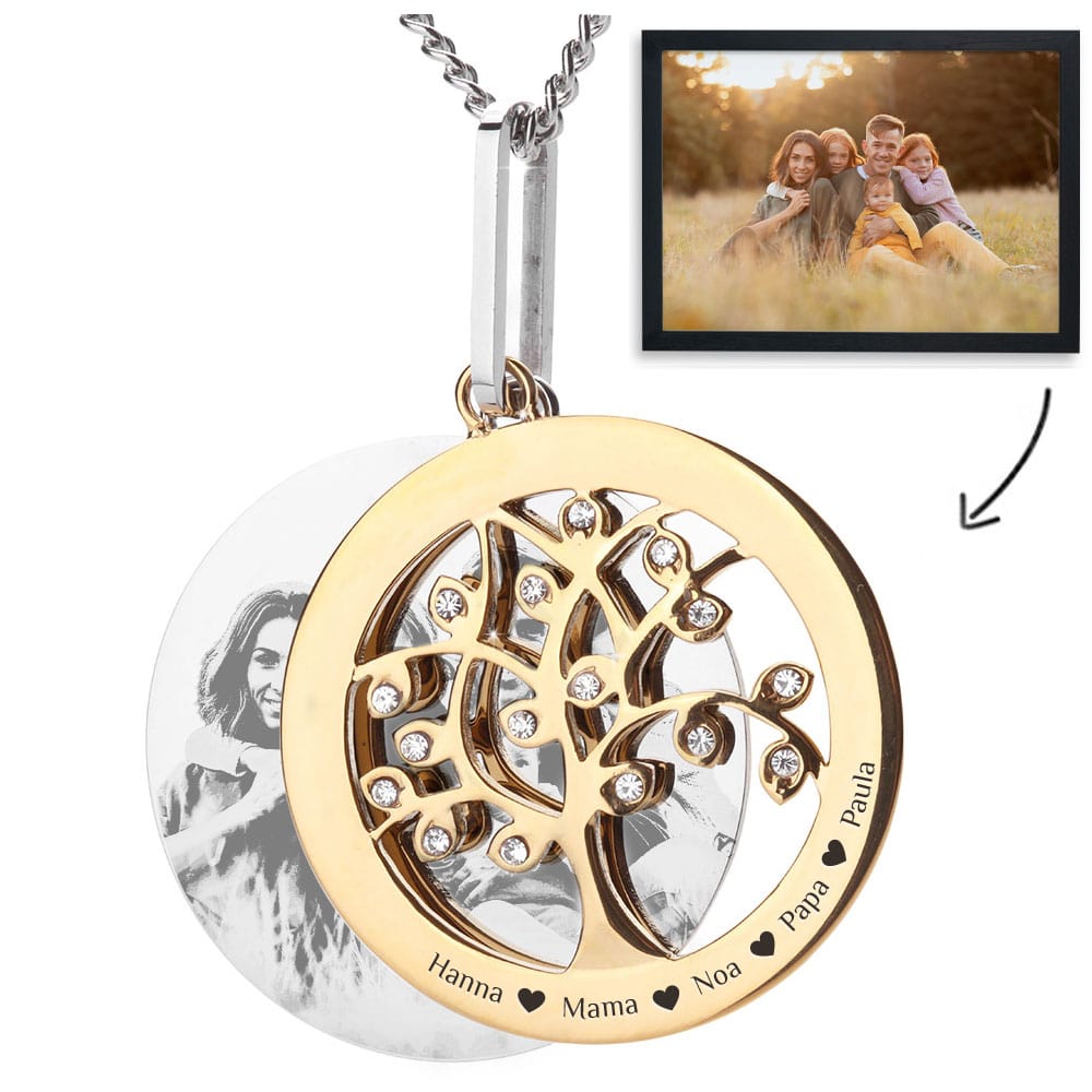 Halskette mit Gravur "Familie" für eine Bildgravur mit Wunschtext