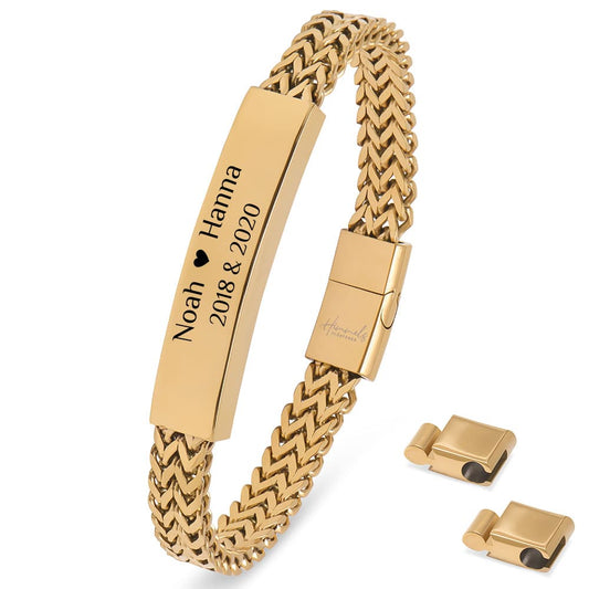 Ikonisches Herren-Armband für eine zweizeilge Gravur