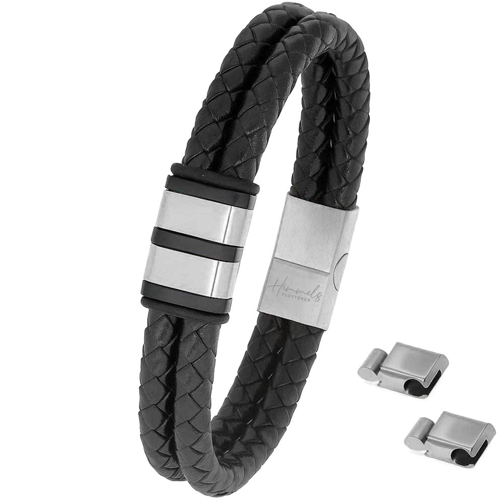 Für Herren: Leder Gravur-Armband "Papa & Wir" für 2 Gravuren