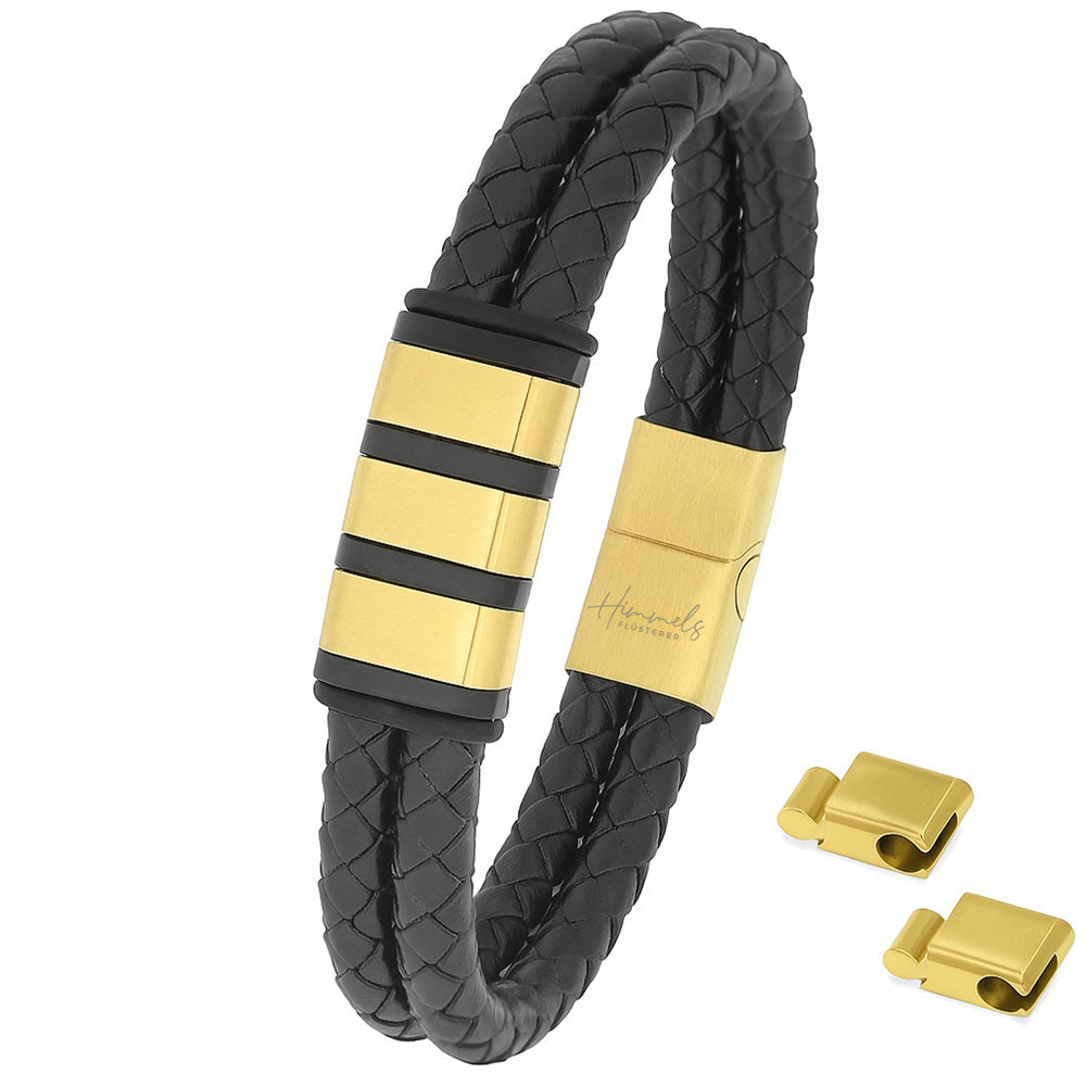 Für Herren: Leder Gravur-Armband "Papa & Wir" für 3 Gravuren
