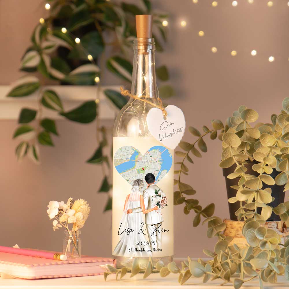 Personalisierte Lichterflasche "Brautpaar #2"