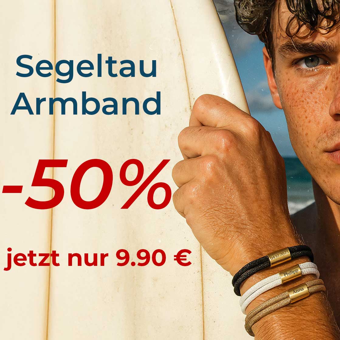 Für Herren & Damen: Segeltau Armband #1 mit Wunschgravur