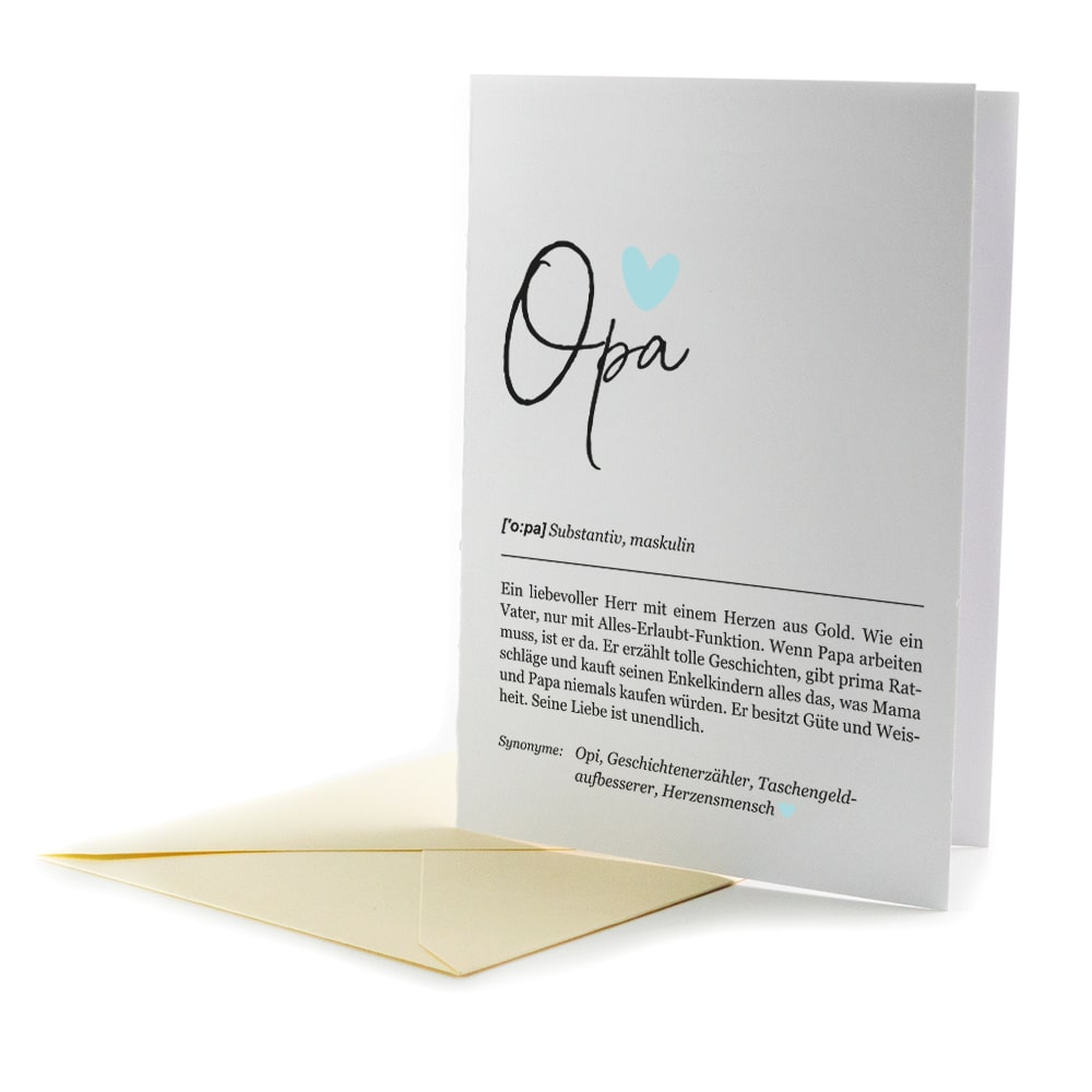 Grußkarte Nr. 1 "Definition" mit feinem Briefumschlag als Geschenk