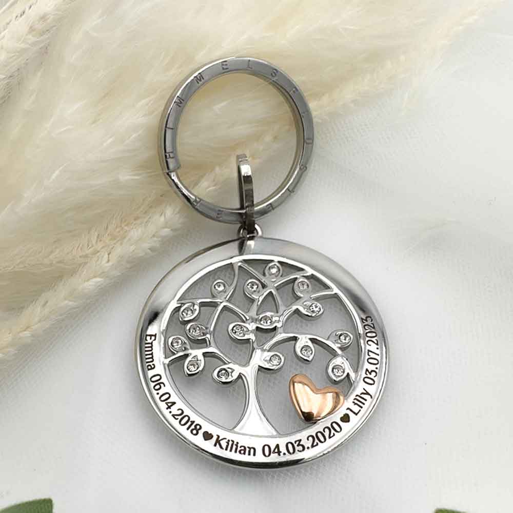 Lebensbaum-Gravur-Schlüsselanhänger "Liebe" | Personalisiertes Geschenk