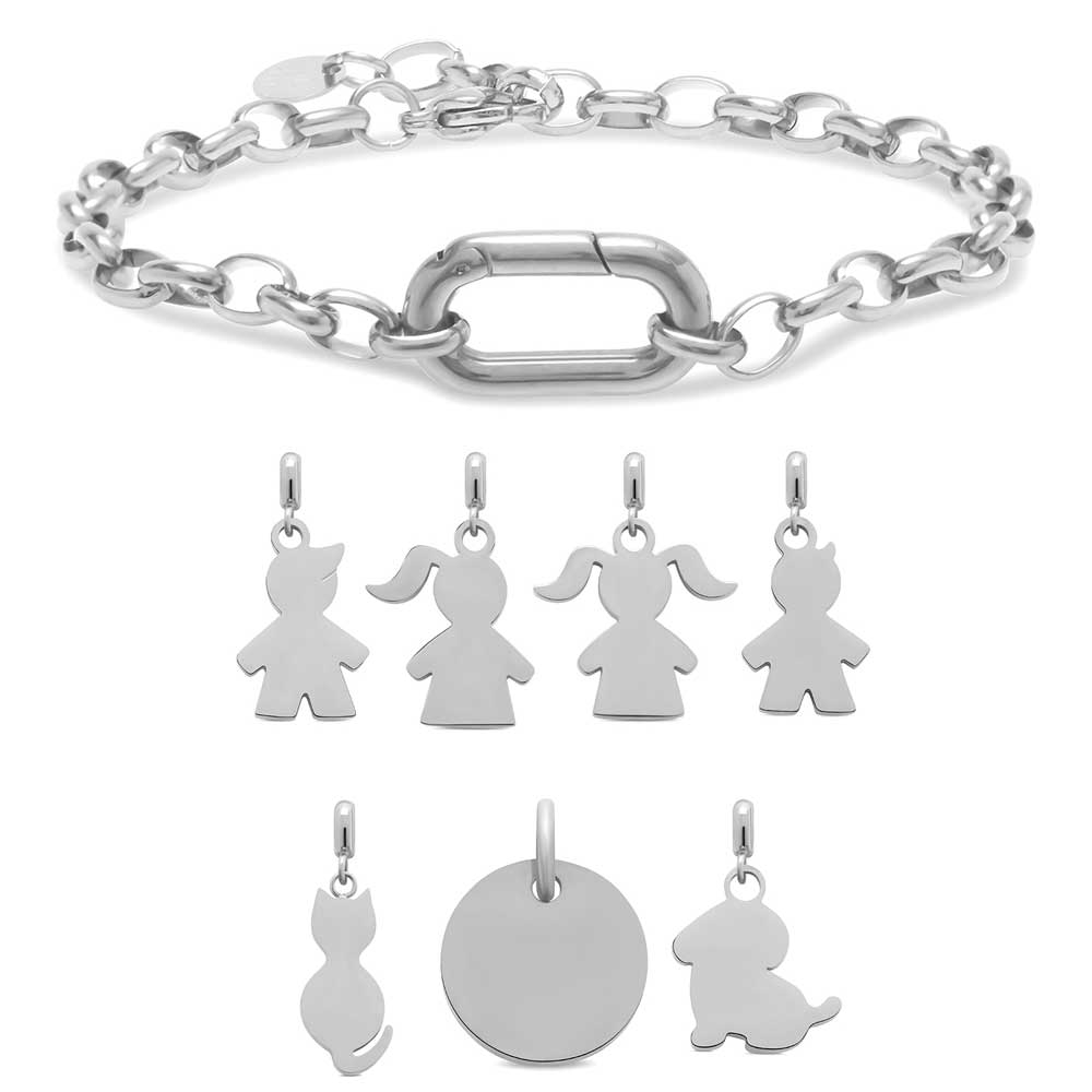 Gravur Armband "Deine Familie" #1 mit personalisierten Charm-Anhängern