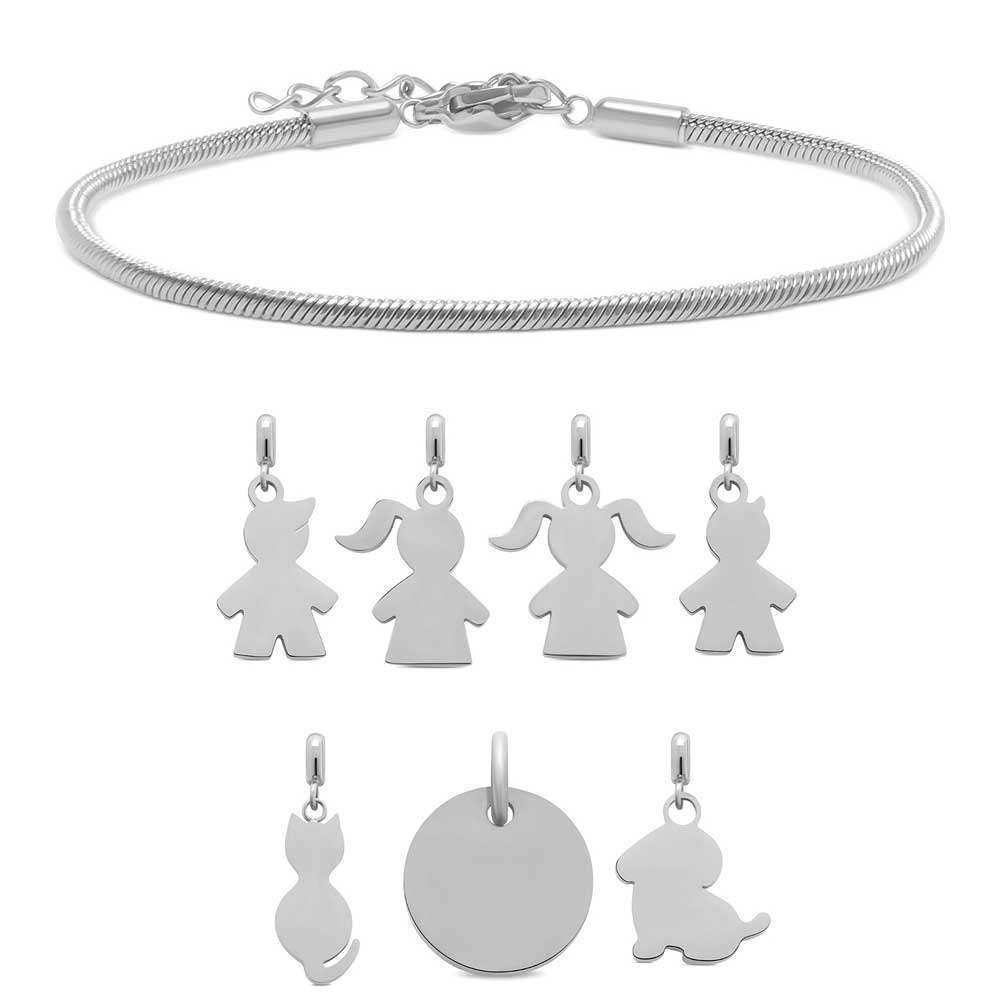 Gravur Armband "Deine Familie" #2 mit personalisierten Charm-Anhängern