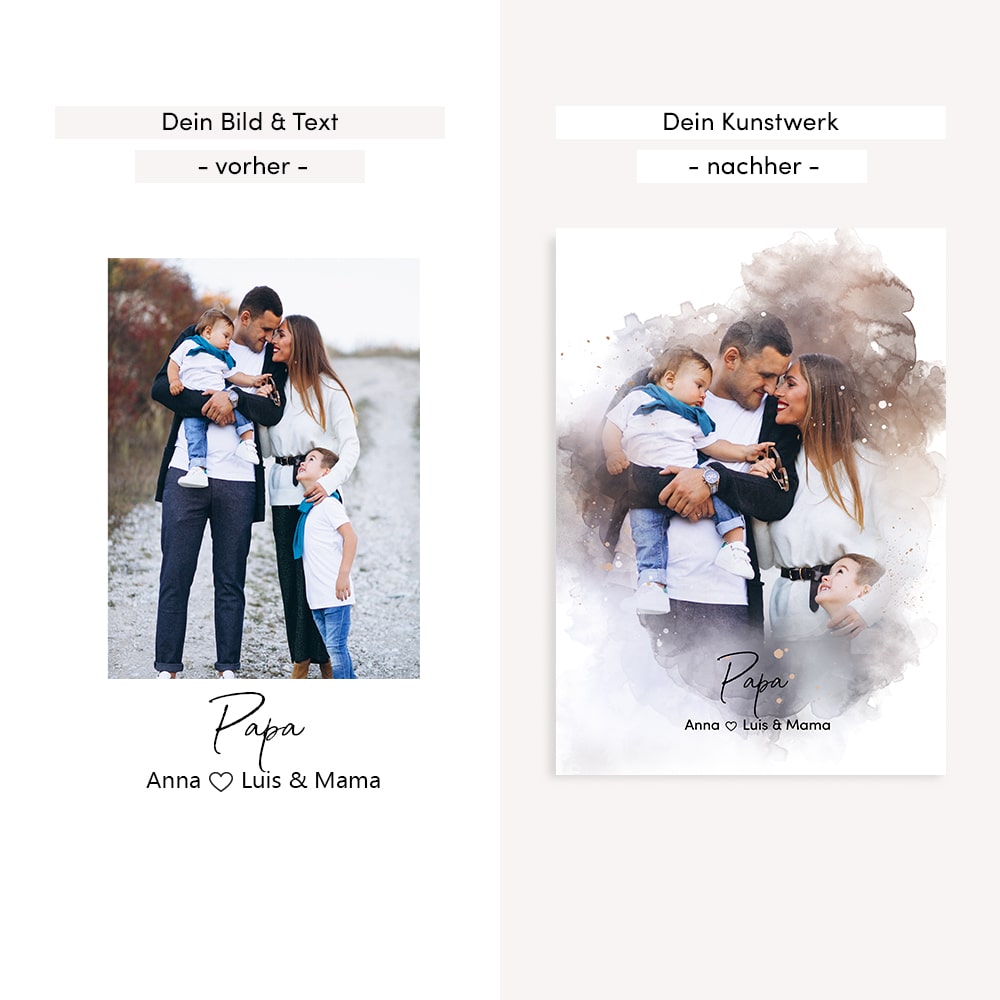 Kunstdruck-Poster Nr. 8 "Aquarell" als personalisiertes Geschenk mit deinem eigenem Foto | Handgefertigt in Bayern | DIN A4
